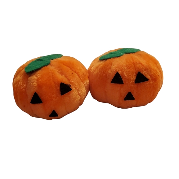 Plush pumpkin Jack-o-lantern pair - Picture 1 of 4